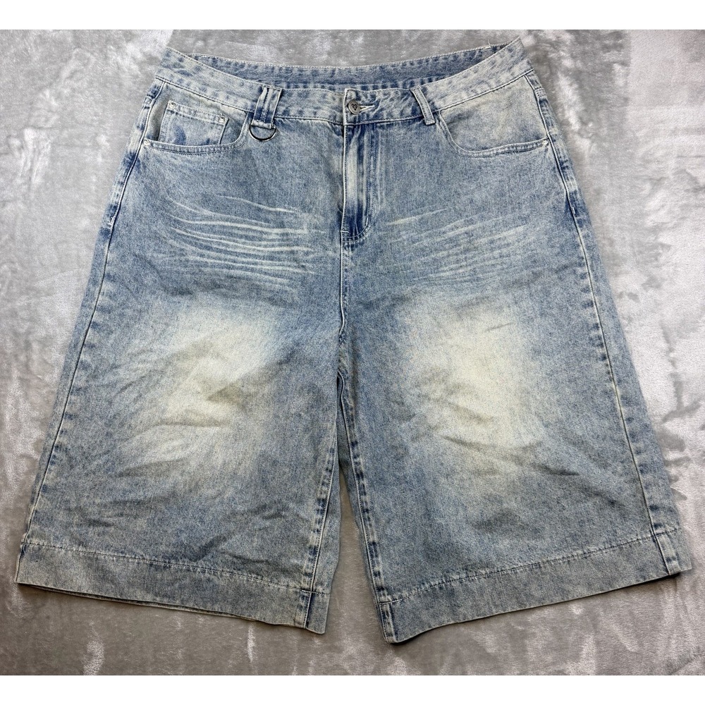 Aelfric Eden Denim Shorts Mens 36 Unisex Baggy Light Wash Y2K Skater Streetwear